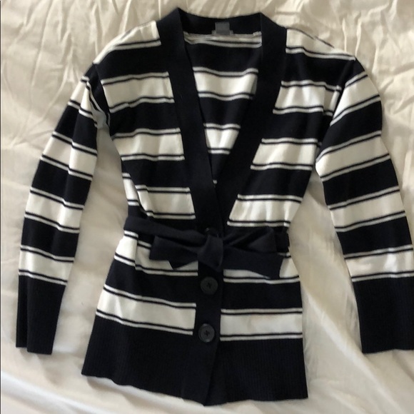 Ann Taylor Navy  blue and white striped sweater - Picture 2 of 6